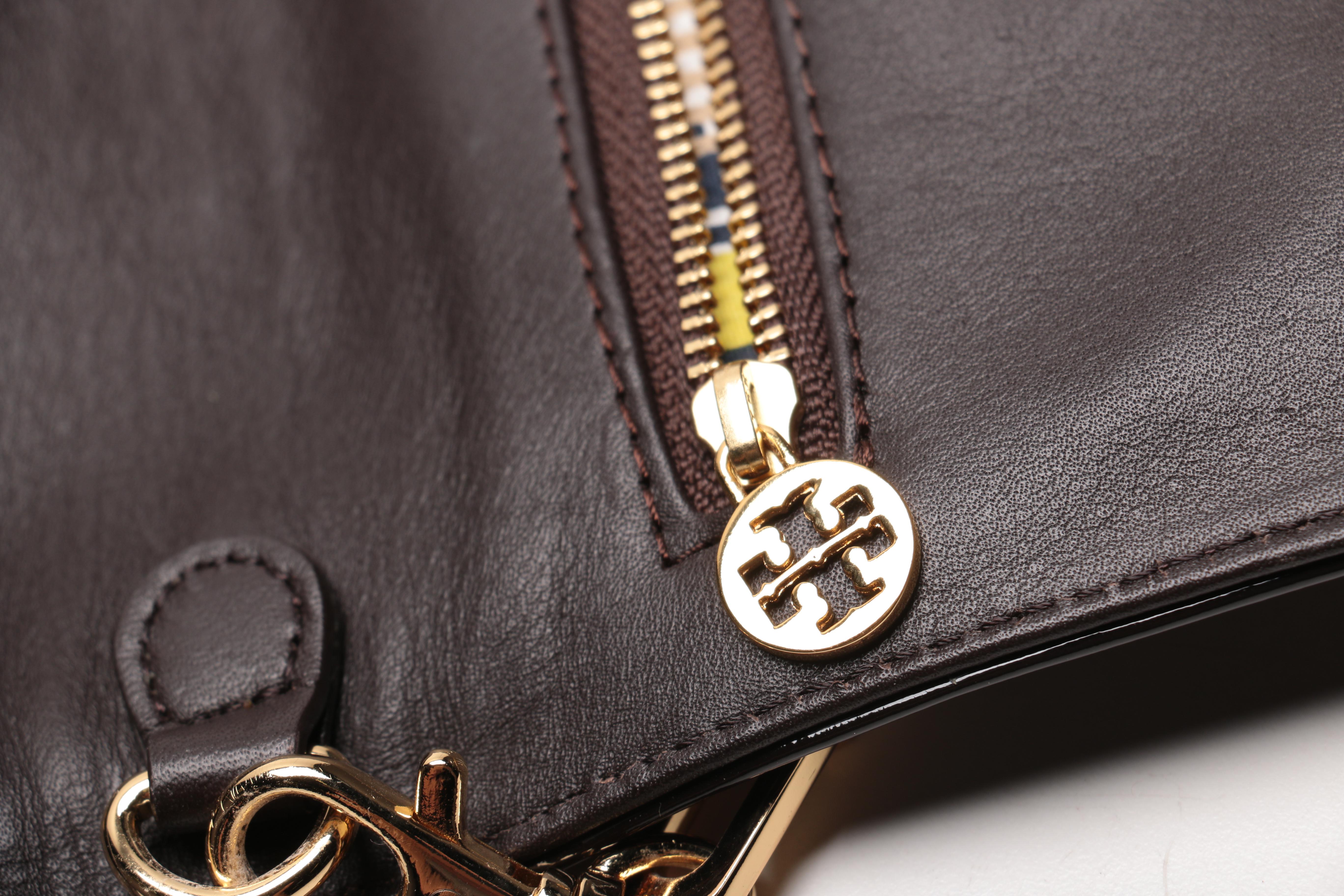 Tory Burch Patent Leather and Raffia Shoulder Bag