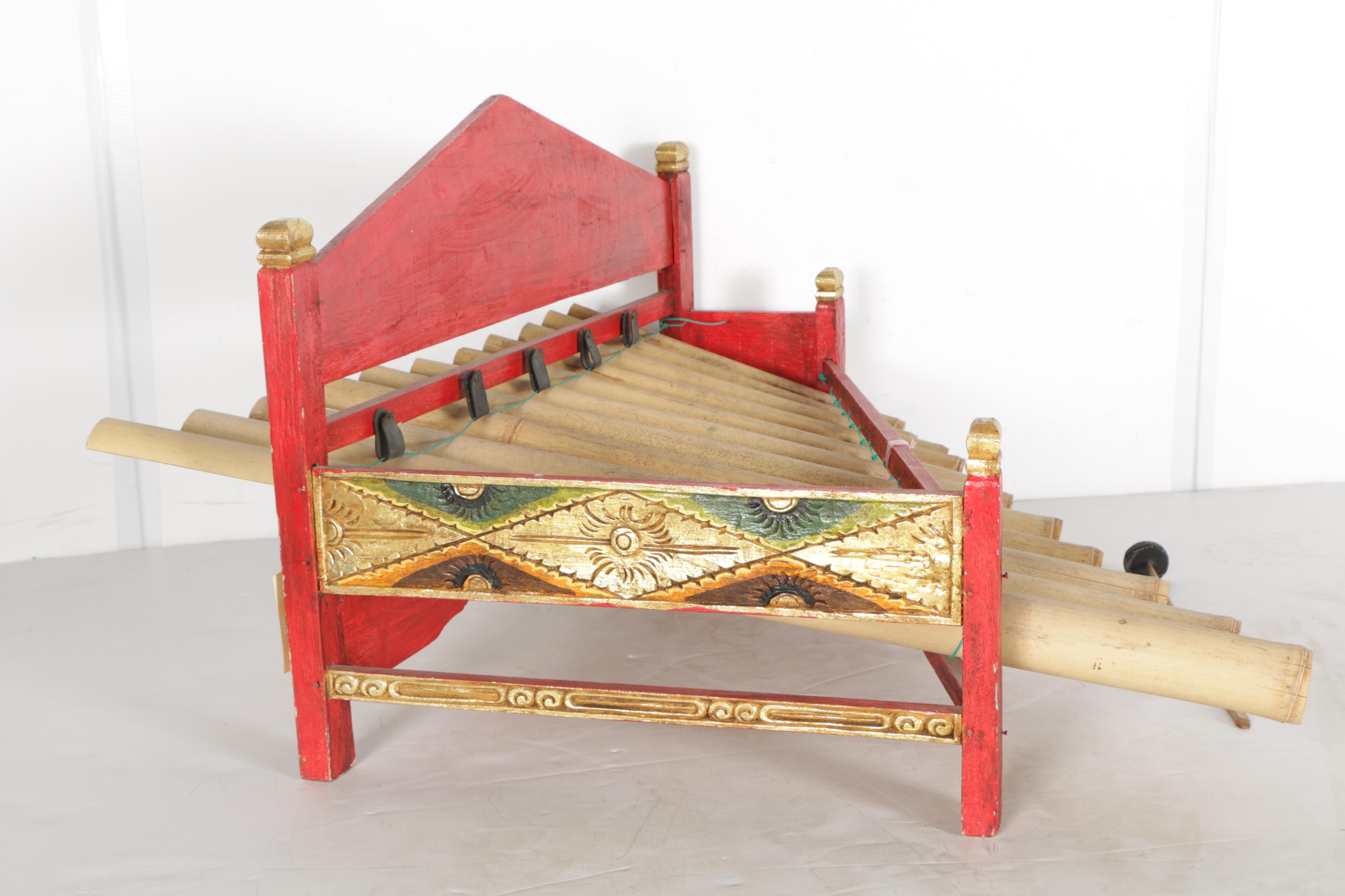 Indonesian Bamboo Key Gamelan Percussion Instrument with Mallet