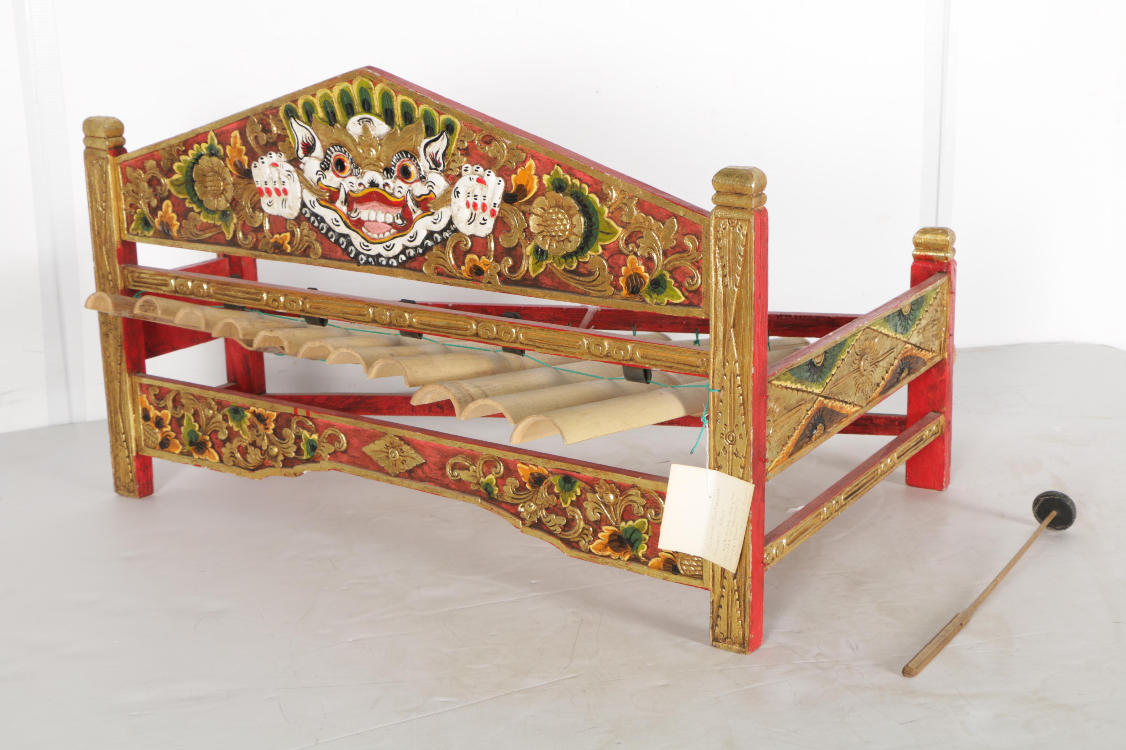 Indonesian Bamboo Key Gamelan Percussion Instrument with Mallet