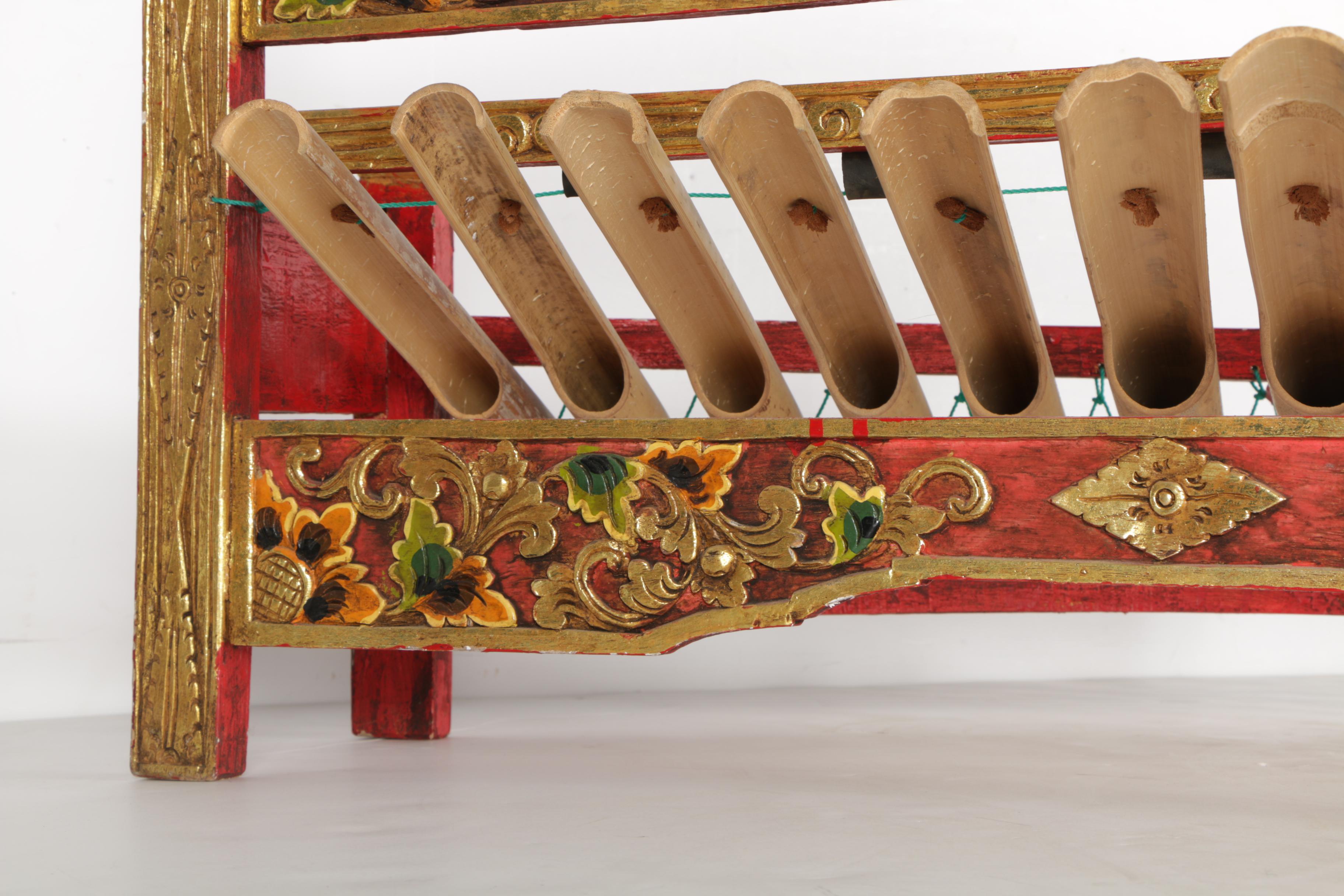 Indonesian Bamboo Key Gamelan Percussion Instrument with Mallet