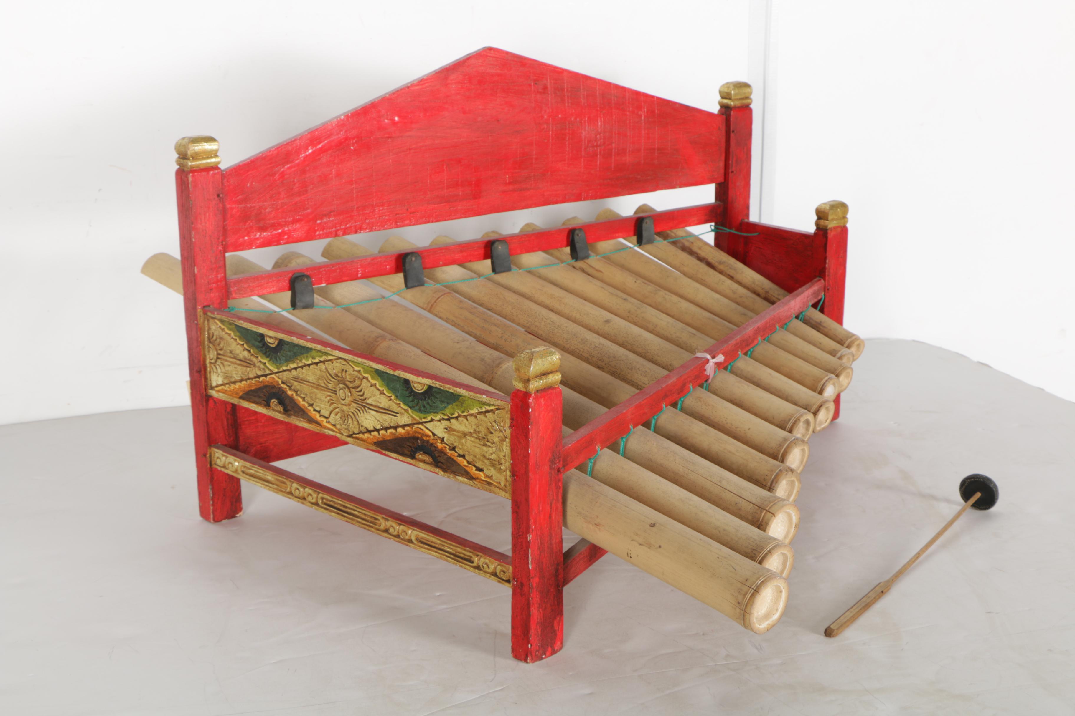 Indonesian Bamboo Key Gamelan Percussion Instrument with Mallet