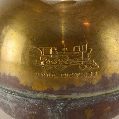 Vintage Brass Union Pacific Railroad Spittoon