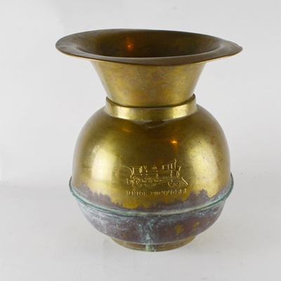 Vintage Brass Union Pacific Railroad Spittoon
