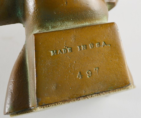 Circa 1925 Rare Hubley Manufacturing Company Brass Bookends