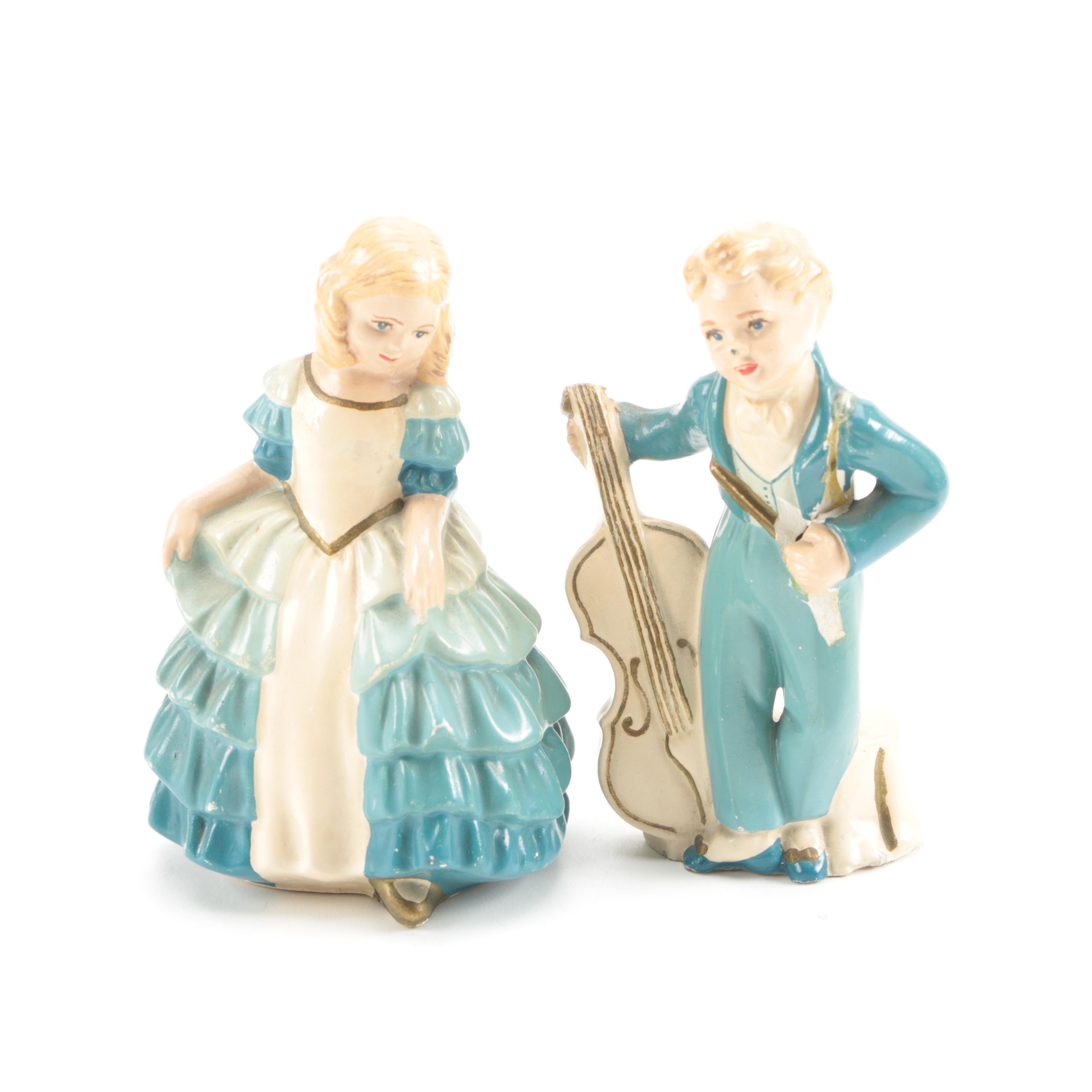 1949 Porcelain Figurine Set Including Boy With Cello by Milburn