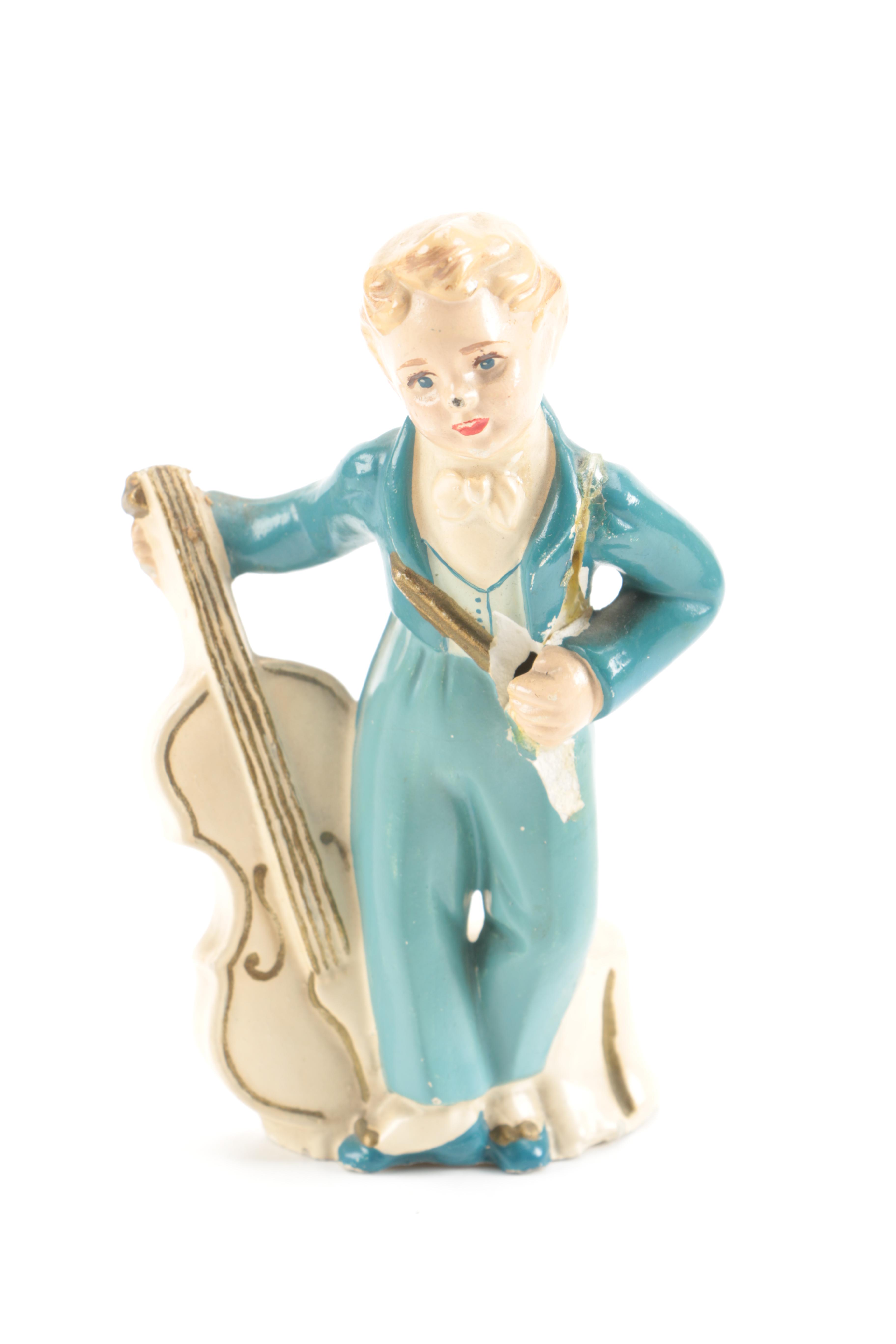 1949 Porcelain Figurine Set Including Boy With Cello by Milburn