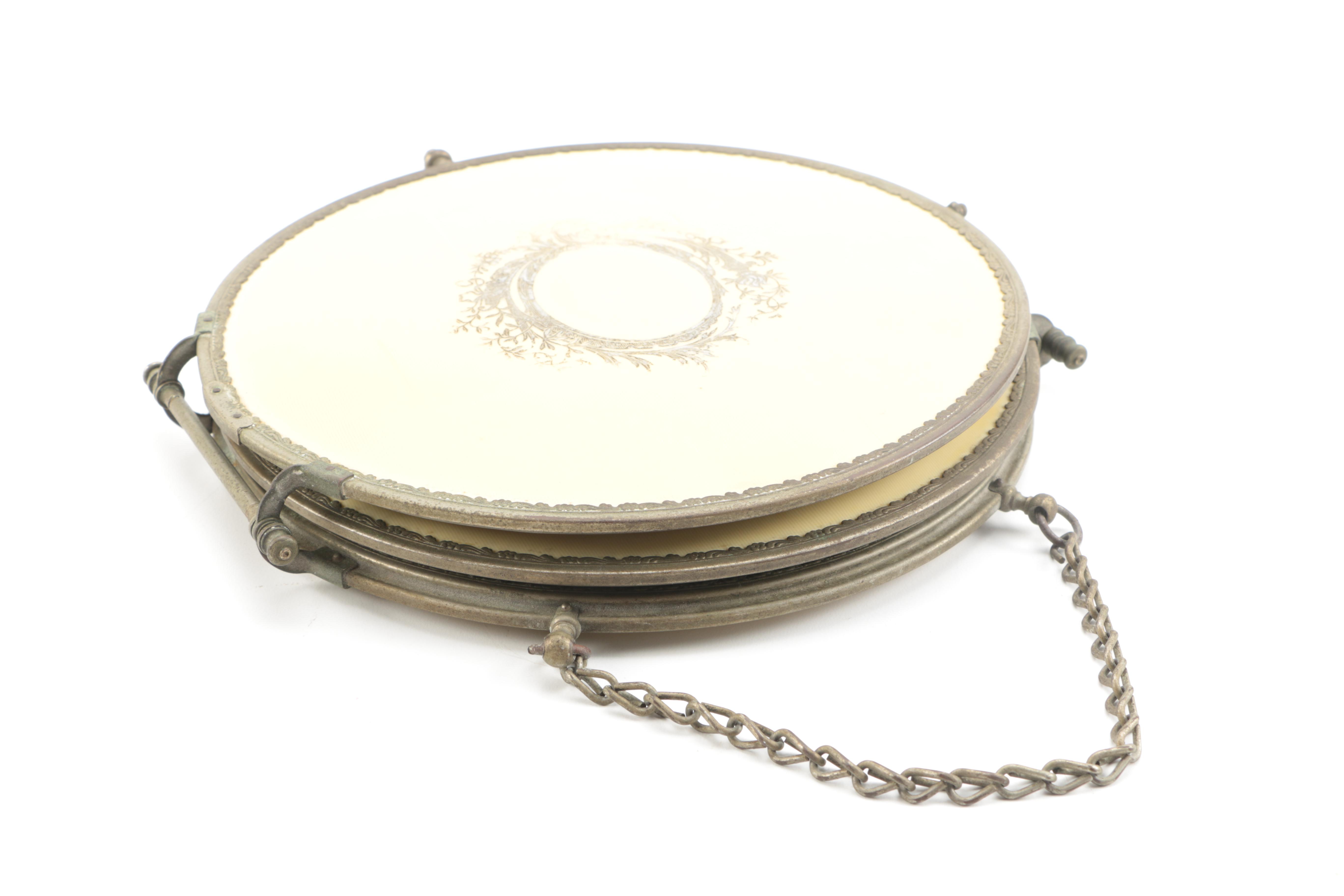 Round Metal Tri-fold Mirror