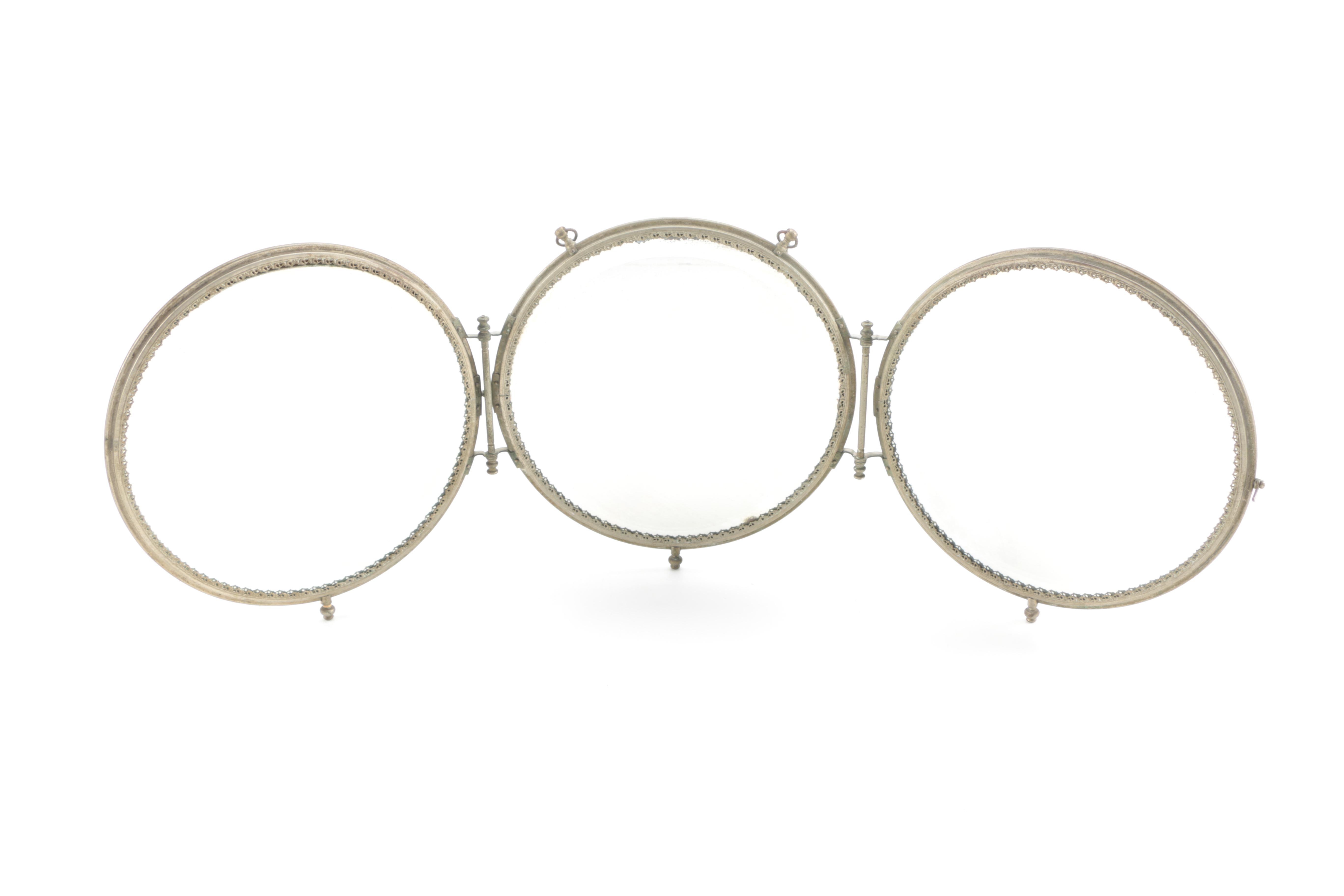 Round Metal Tri-fold Mirror