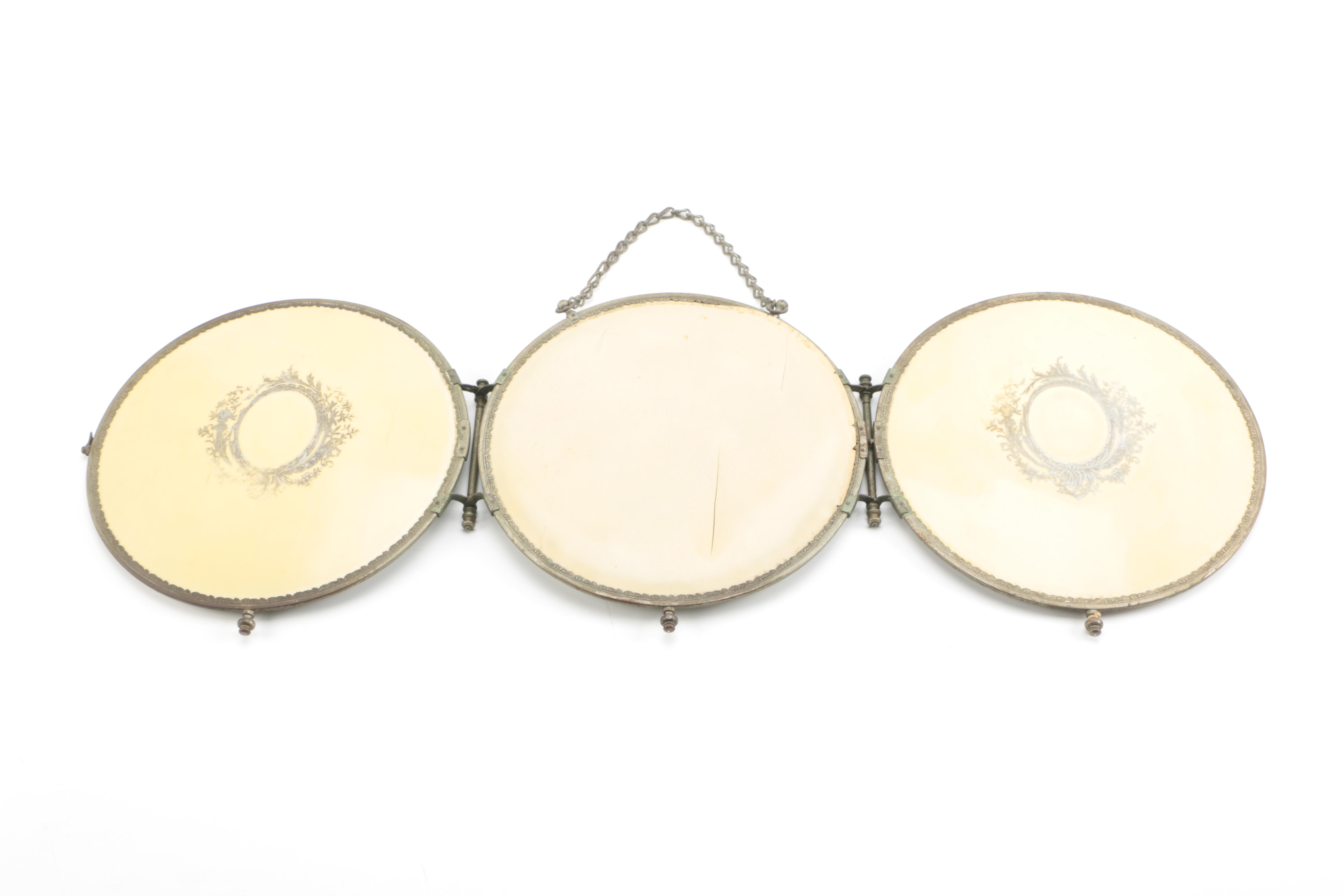 Round Metal Tri-fold Mirror