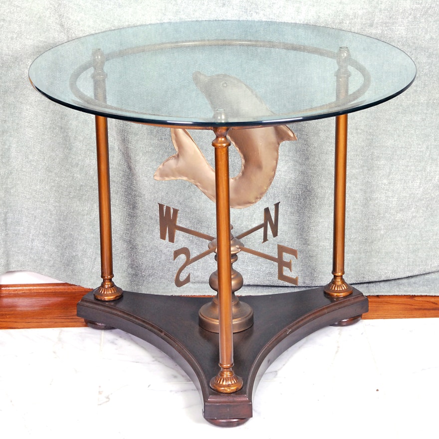 Weather Vane Glass Top Accent Table