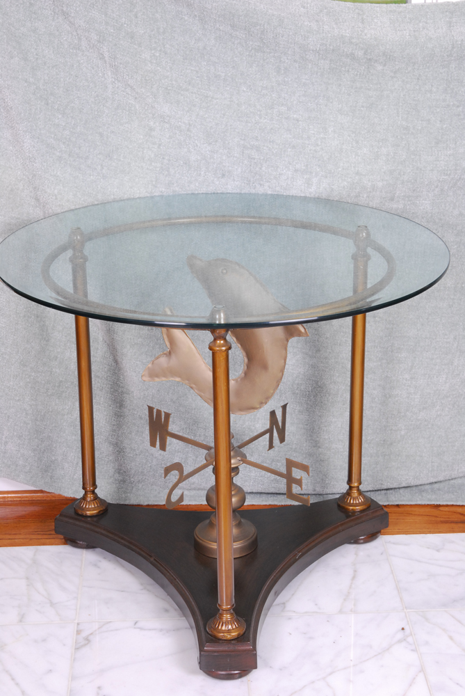 Weather Vane Glass Top Accent Table