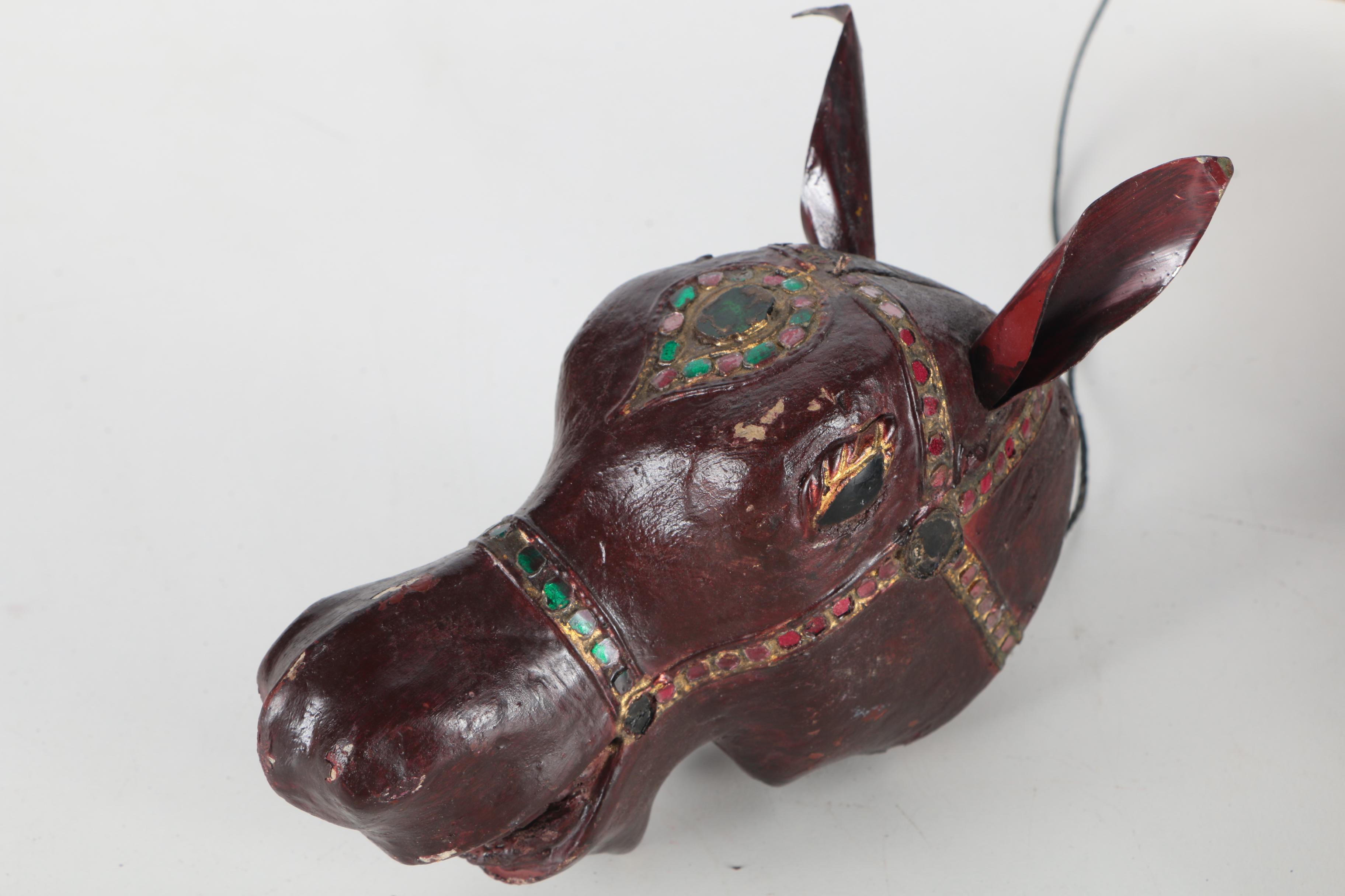 Vintage Carved Wood Marionette of a Horse From Thailand