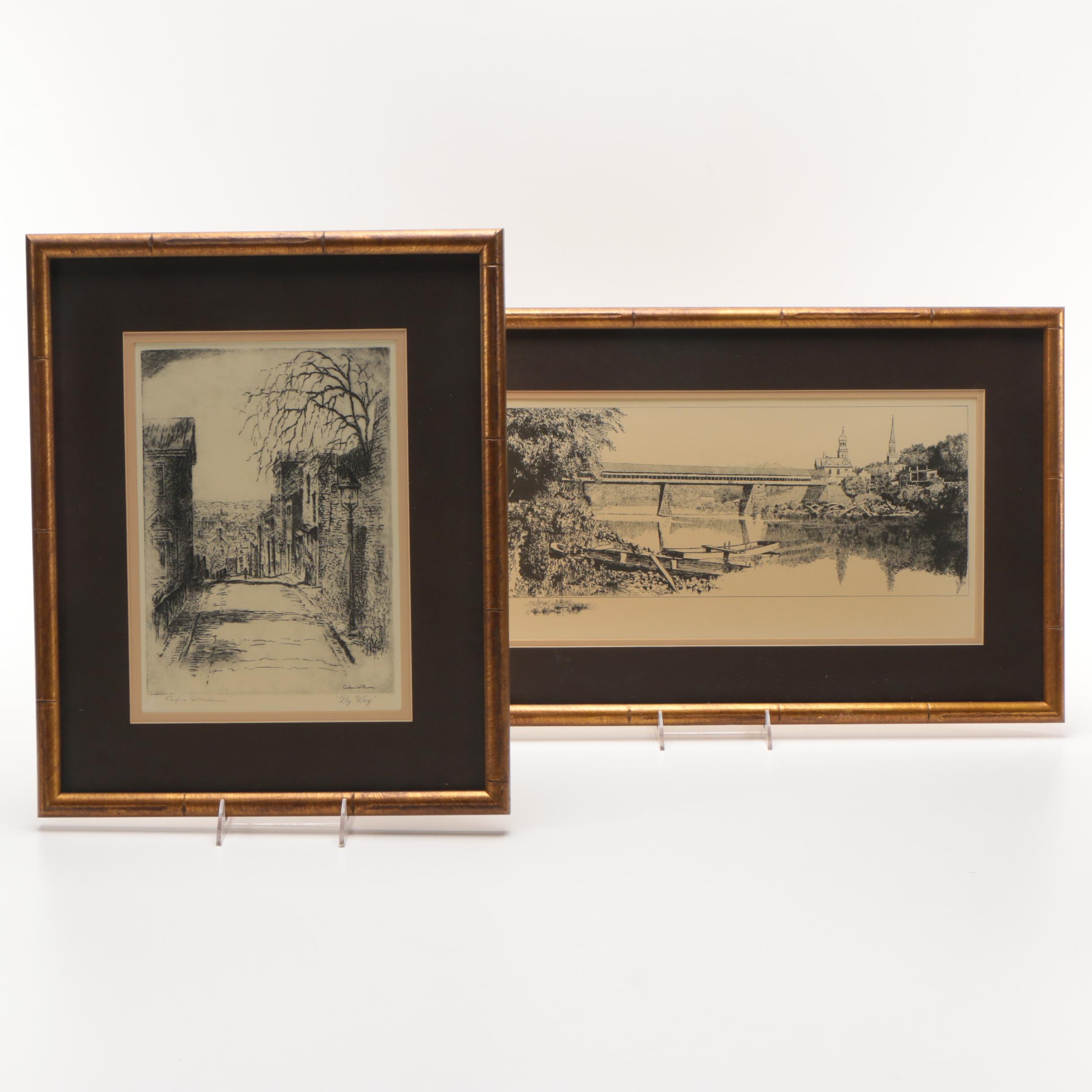 Two Black-and-White Prints after Paul Sawyier and Caroline Williams