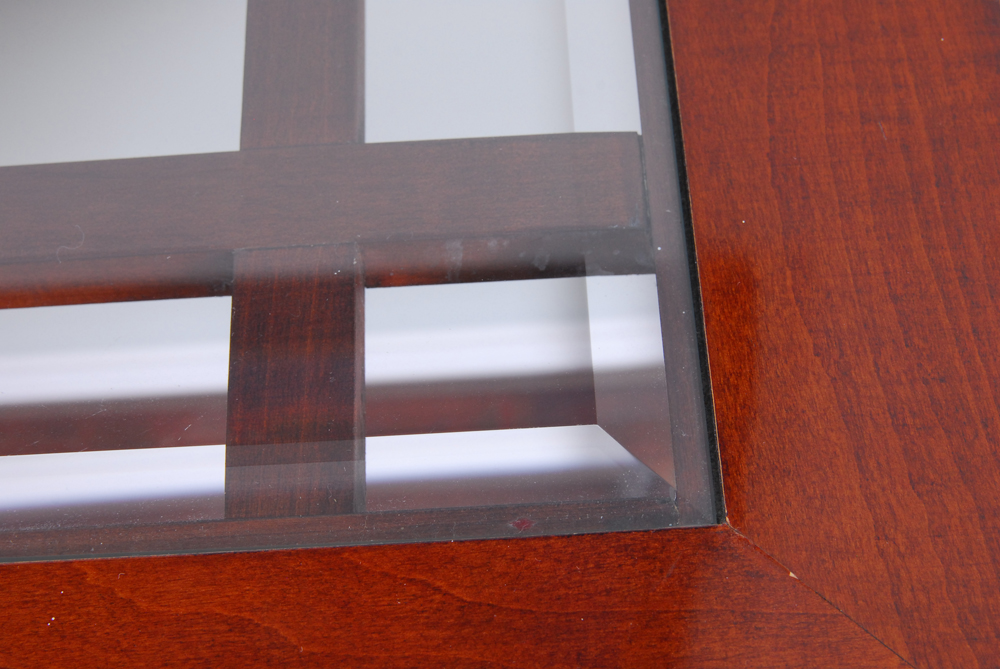 Glass Top Cherry Finish Console Table