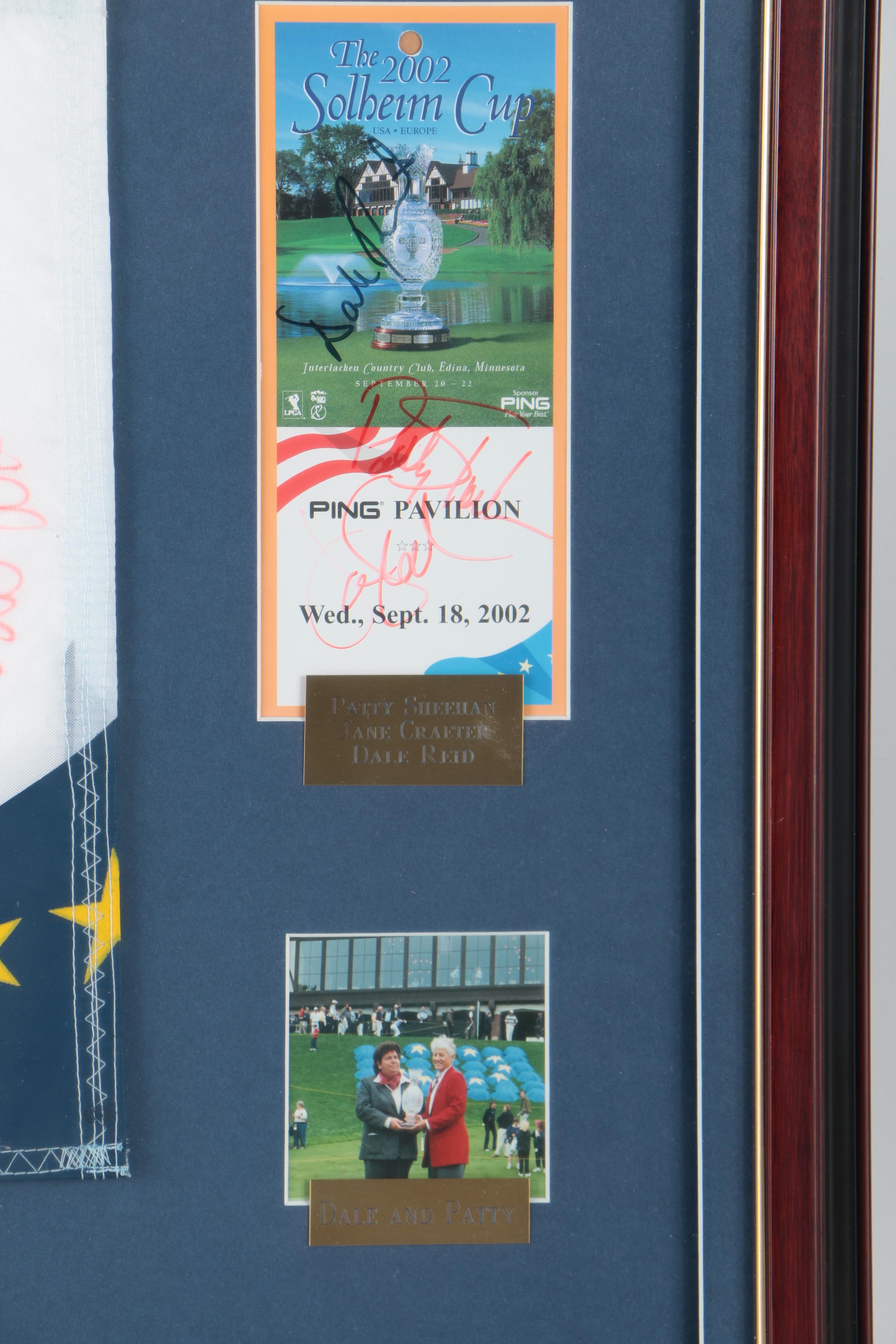 Autographed Commemorative Solheim Cup Flag And Pins