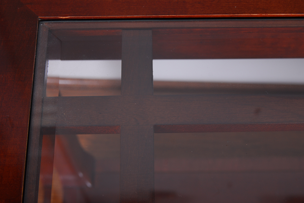 Glass Top Cherry Finish Side Table