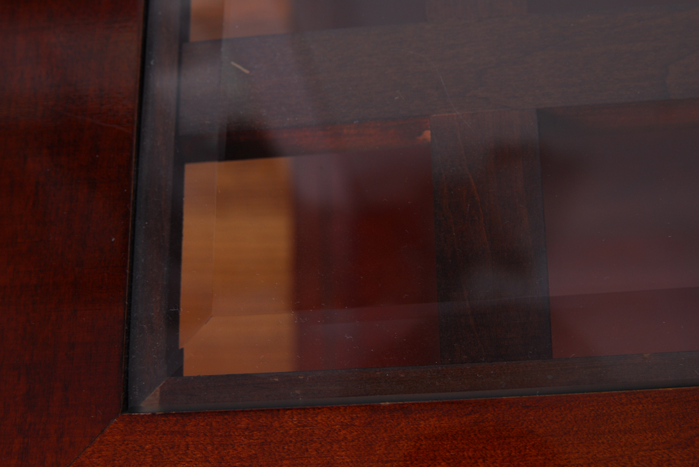 Glass Top Cherry Finish Side Table