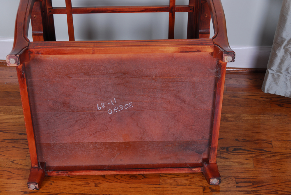 Glass Top Cherry Finish Side Table