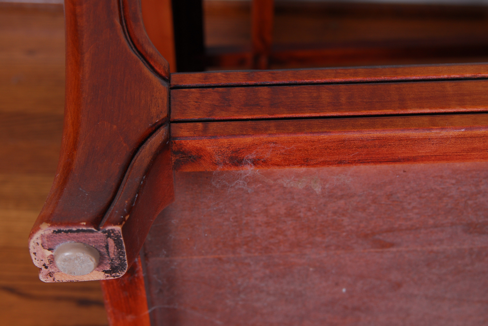 Glass Top Cherry Finish Side Table