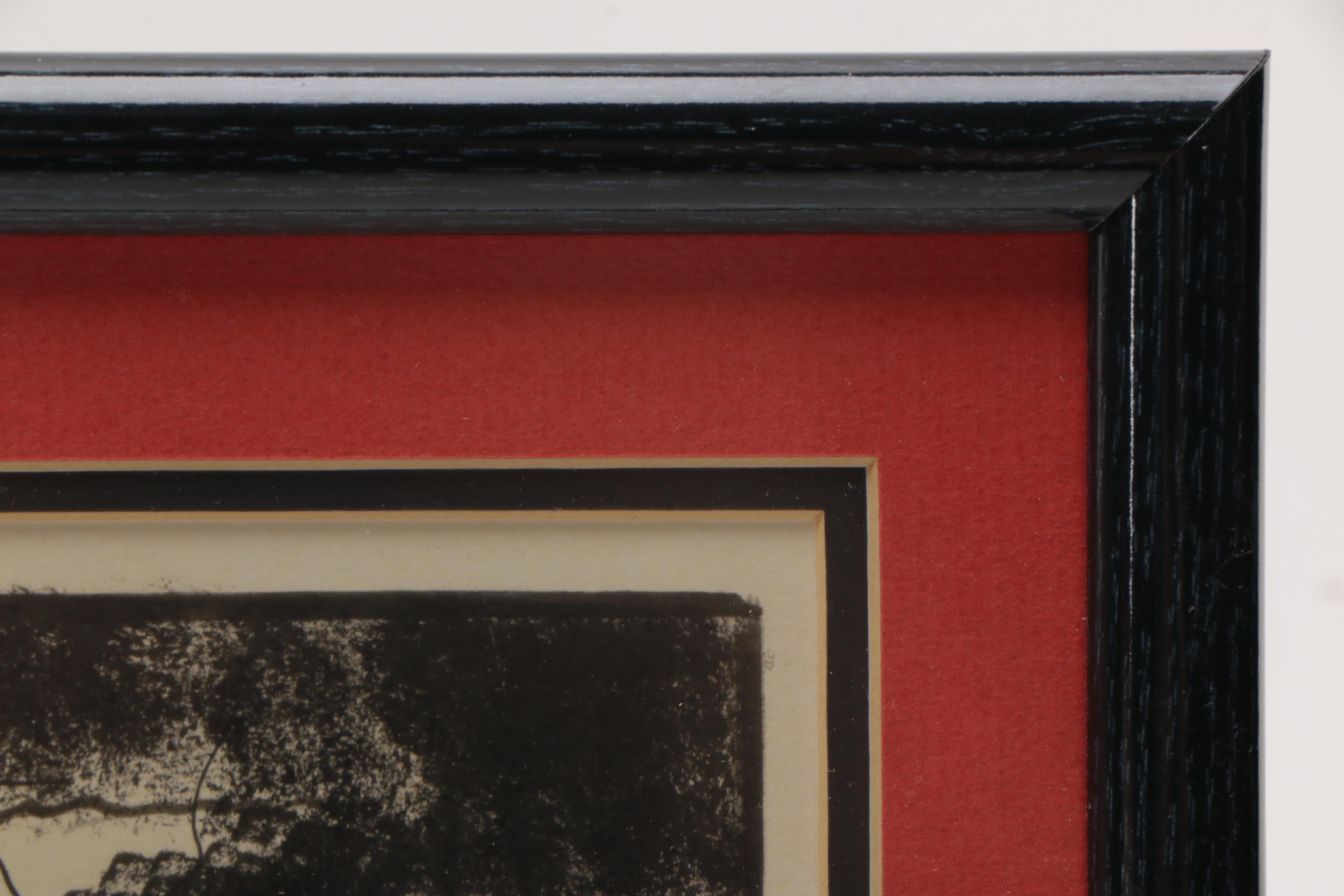 Two 1960s Ink Drawings of Tropical Landscapes