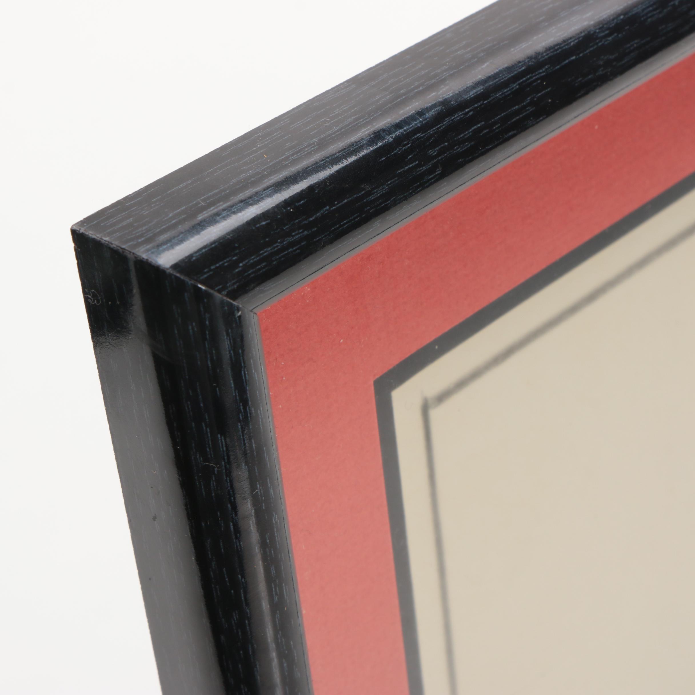 Two 1960s Ink Drawings of Tropical Landscapes