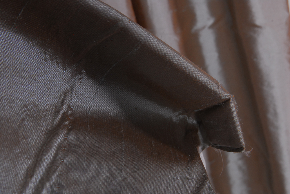 Gray Silk Window Curtain Set of Four Panels