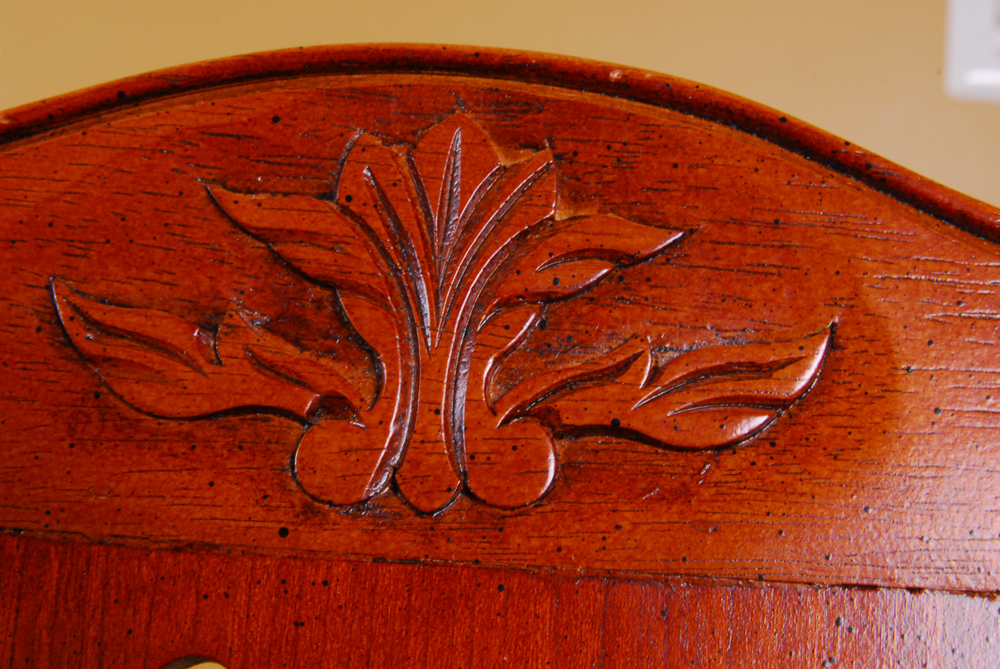 Set of Four Wooden White-padded Chippendale Style Chairs