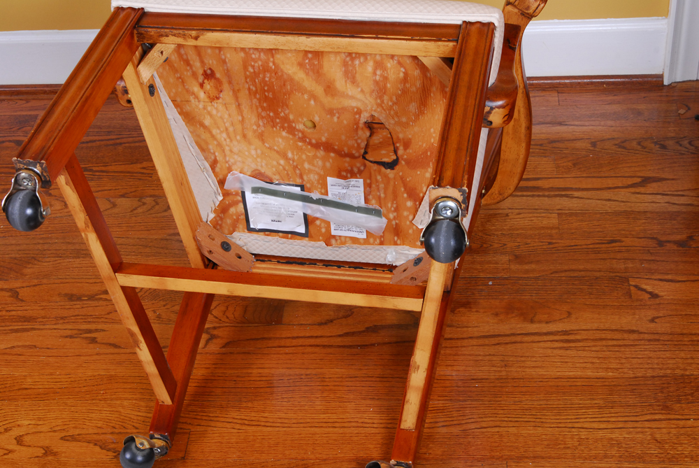 Set of Four Wooden White-padded Chippendale Style Chairs