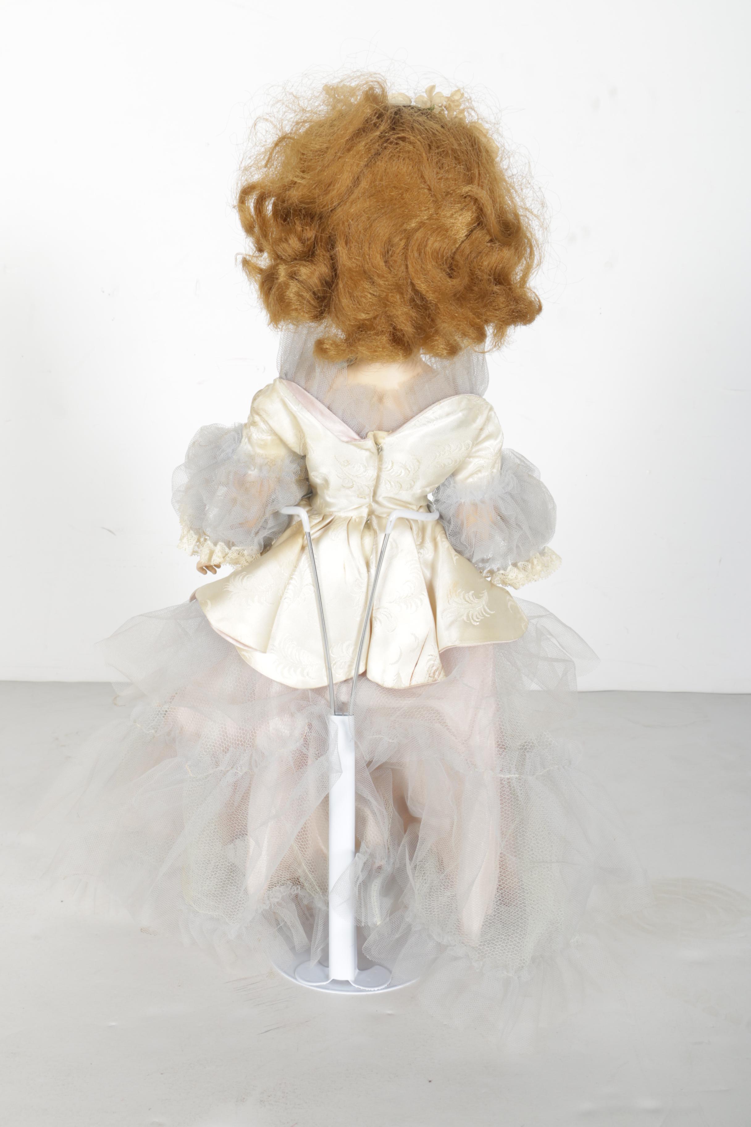 Hard Plastic Doll with Wooden Chest