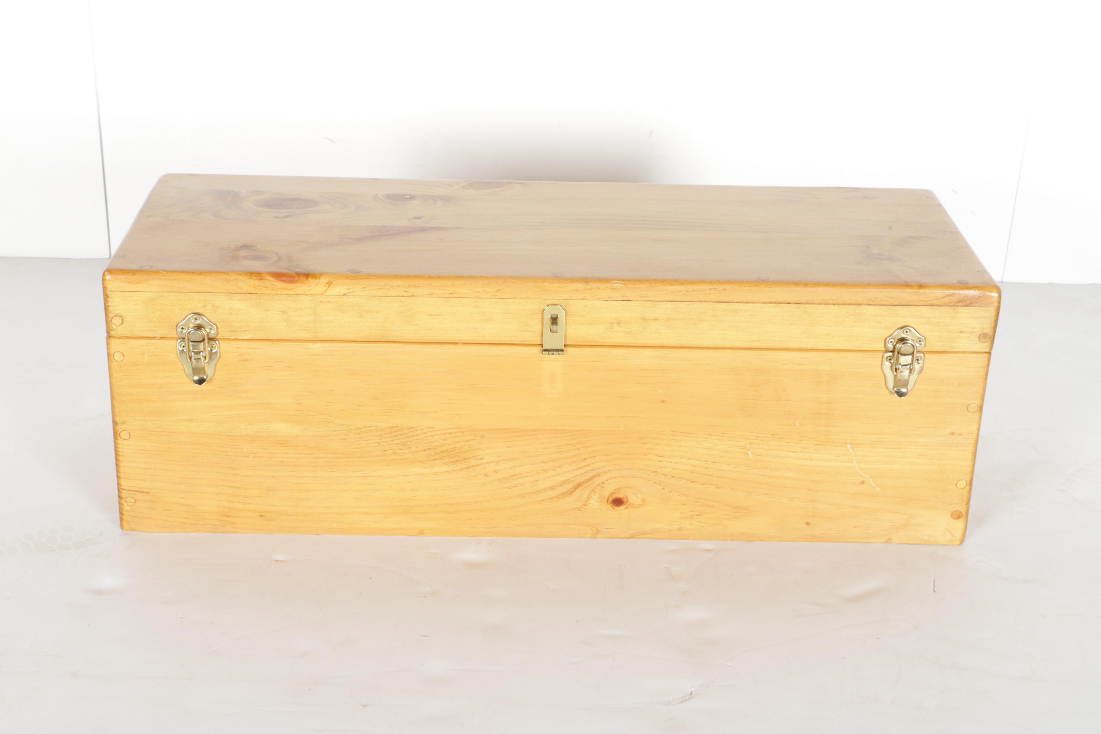 Hard Plastic Doll with Wooden Chest