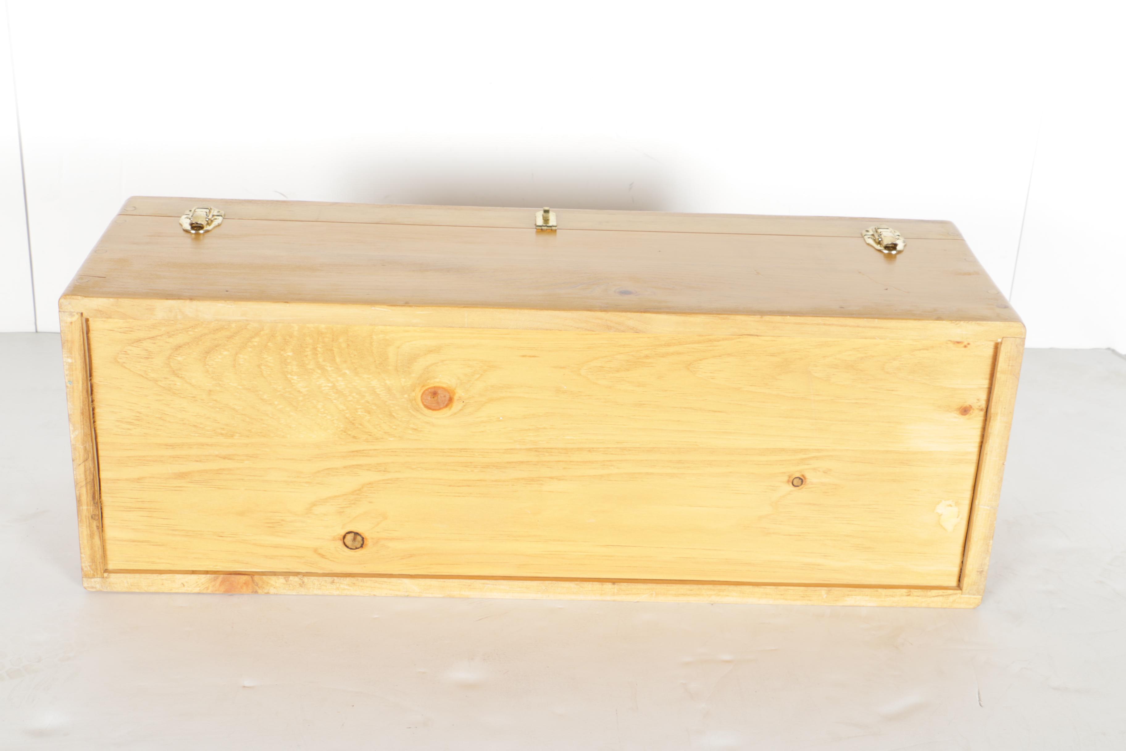 Hard Plastic Doll with Wooden Chest
