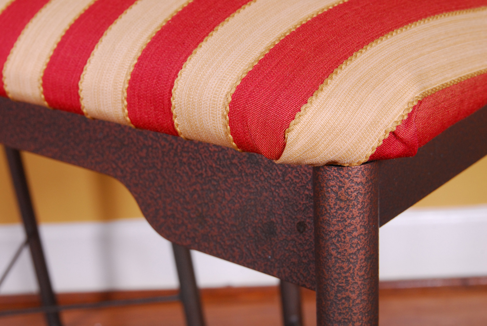 Pair of White and Red Stripe Amisco Stools