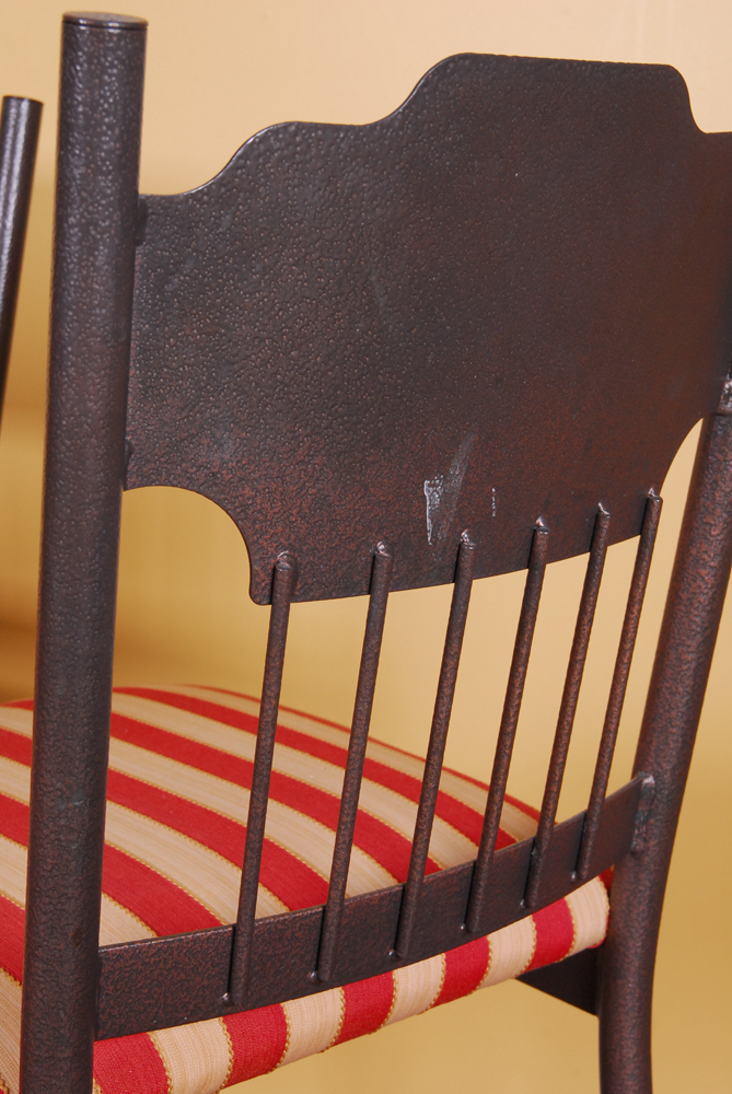 Pair of White and Red Stripe Amisco Stools