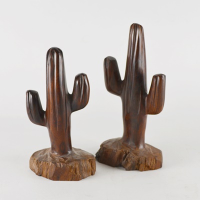Pair of Ironwood Cacti Sculptures