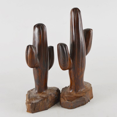 Pair of Ironwood Cacti Sculptures