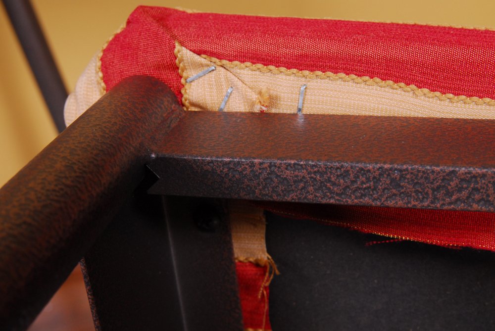 Pair of White and Red Stripe Amisco Stools