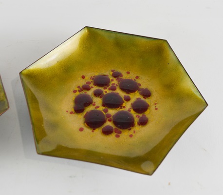 Modernist Enamel Over Copper Bowls