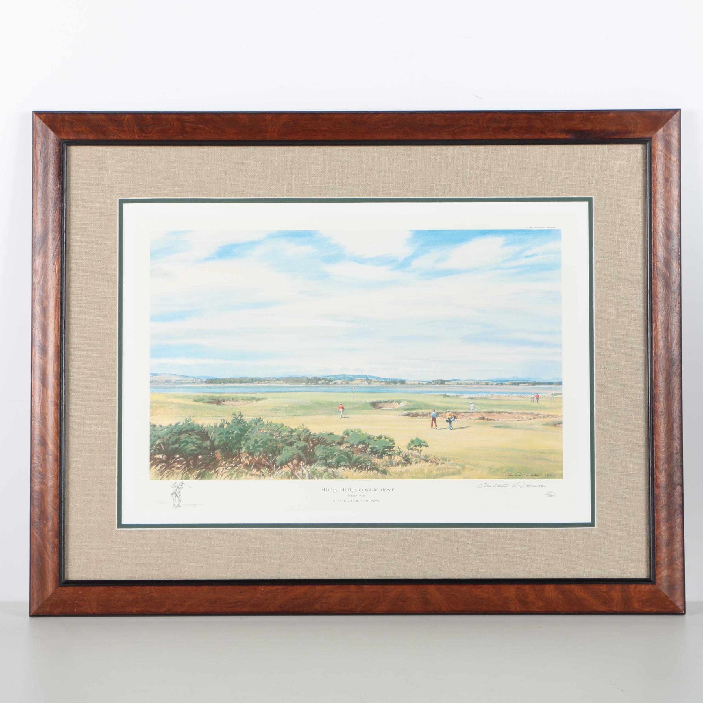 Arthur Weaver Limited Edition Offset Lithograph of St. Andrews "High Hole, Coming Home"