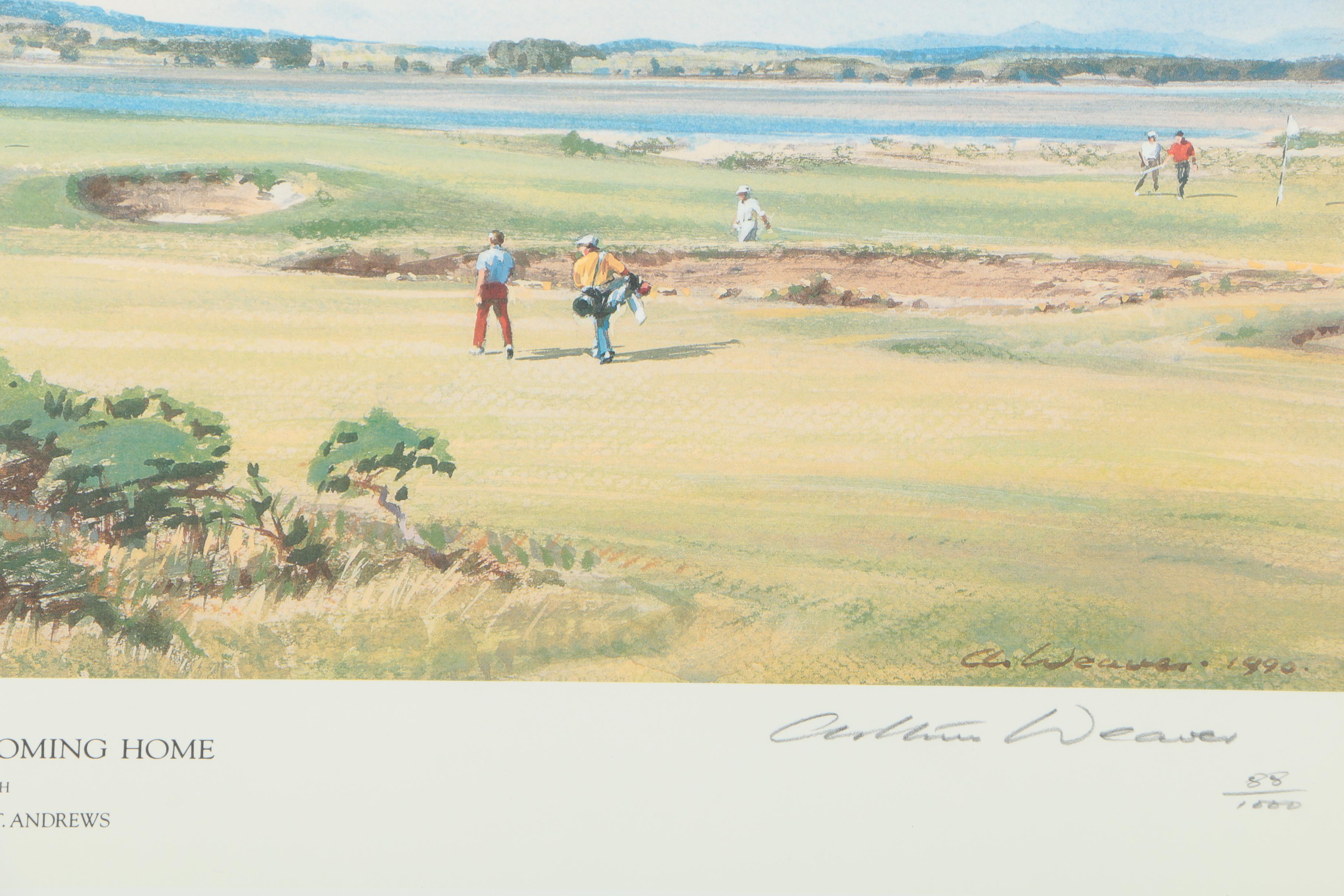 Arthur Weaver Limited Edition Offset Lithograph of St. Andrews "High Hole, Coming Home"
