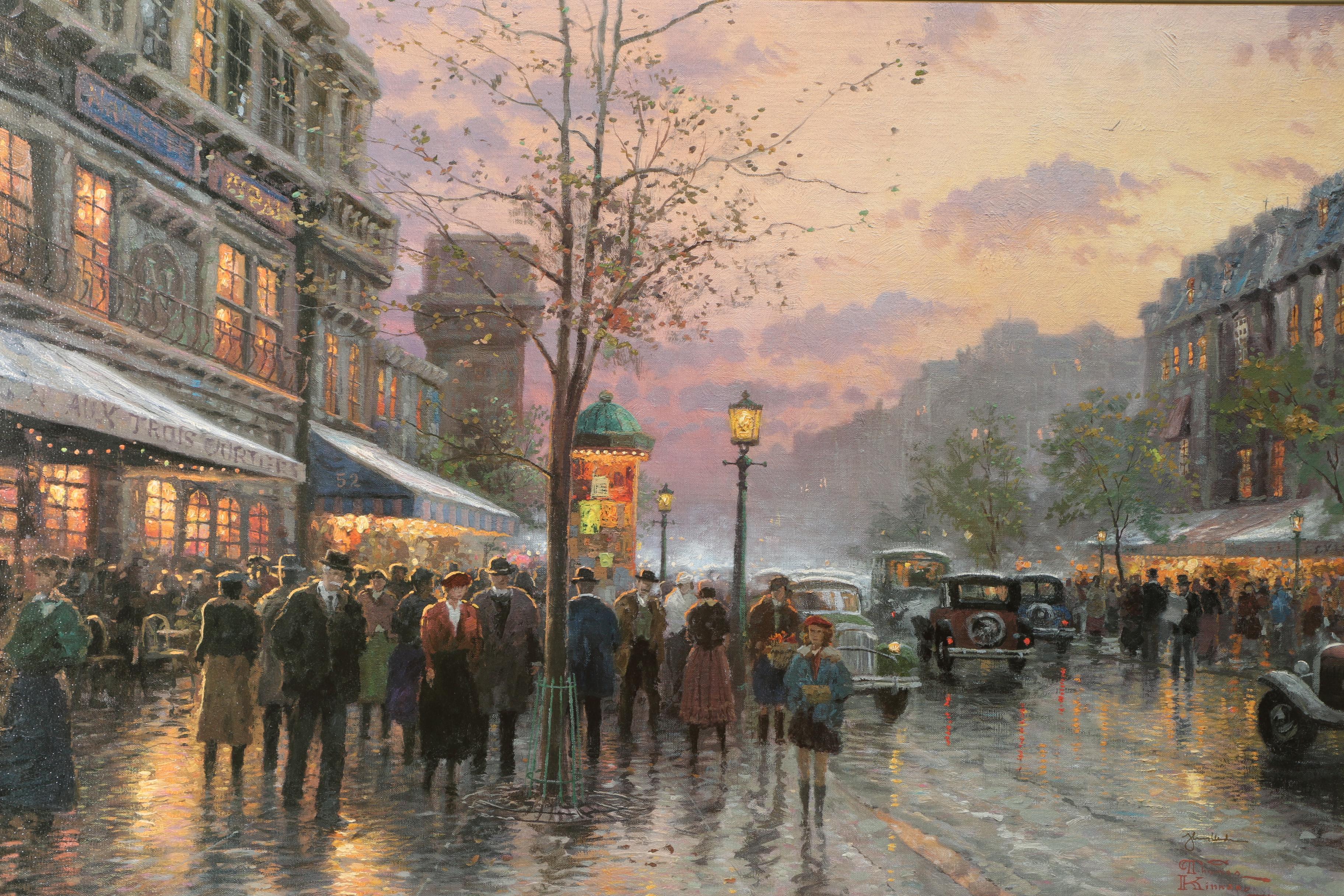Thomas Kinkade Giclee Print on Canvas "Boulevard Lights, Paris"