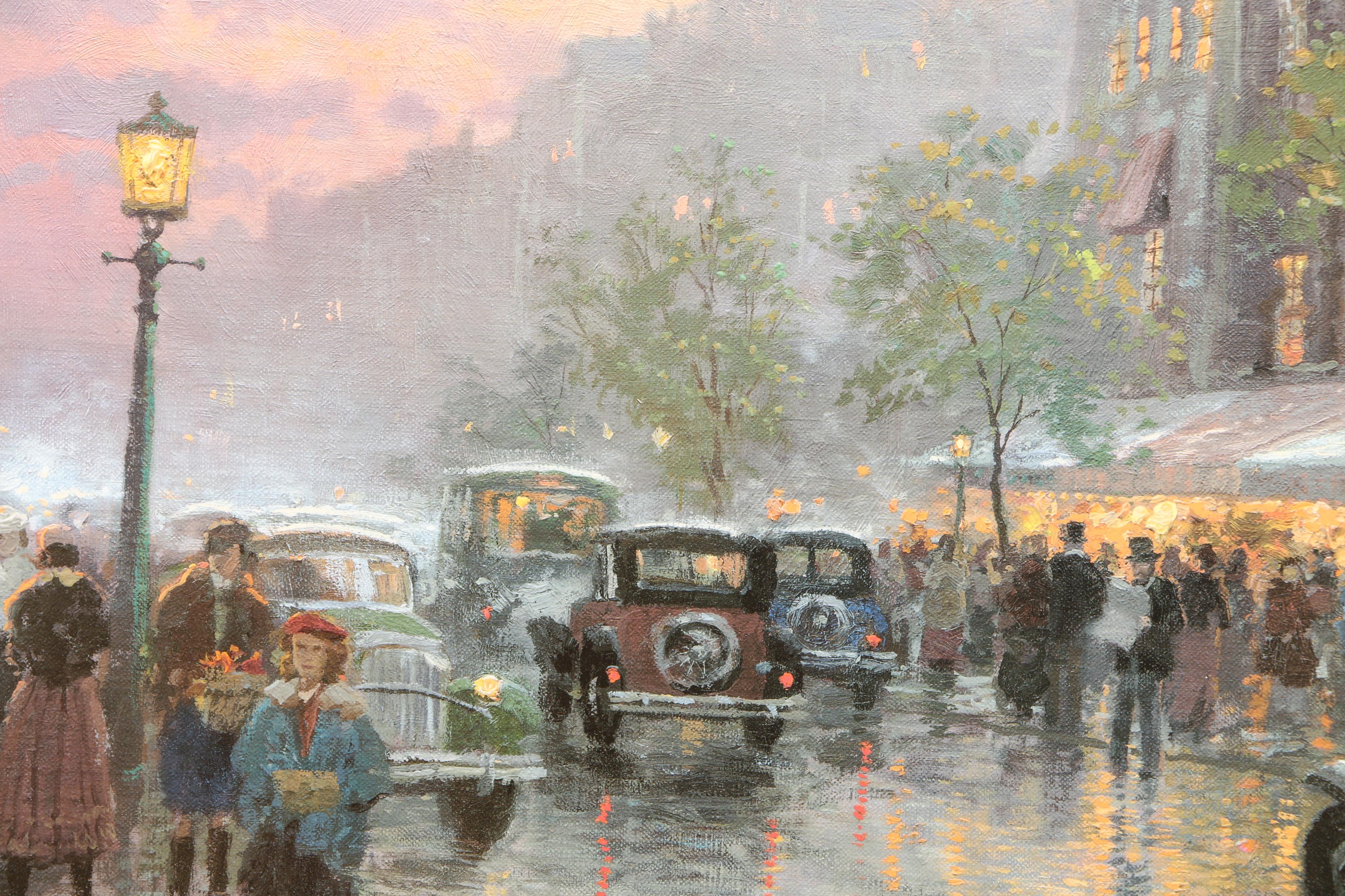 Thomas Kinkade Giclee Print on Canvas "Boulevard Lights, Paris"