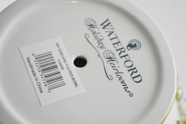 Waterford Holiday Heirloom Porcelain Footed Bowl