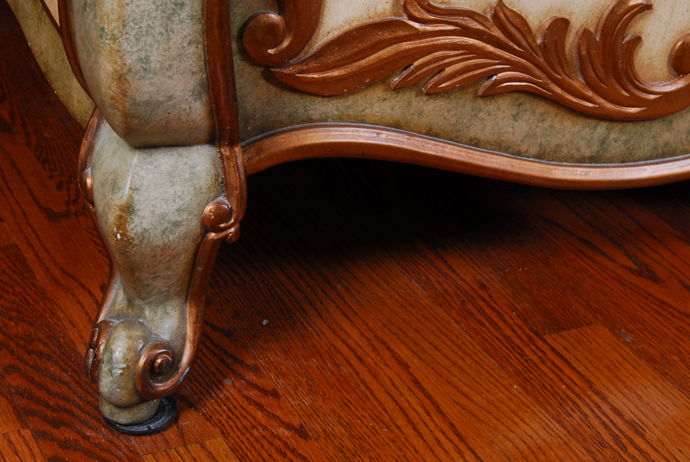 Floral Painted Louis XV Style Bed