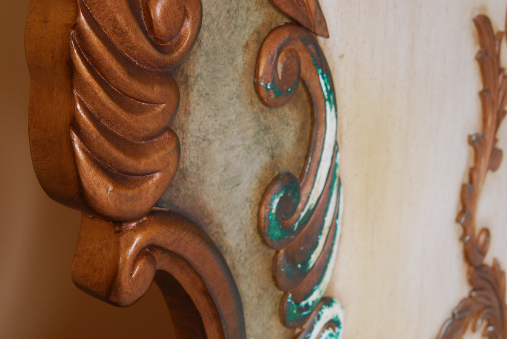 Floral Painted Louis XV Style Bed