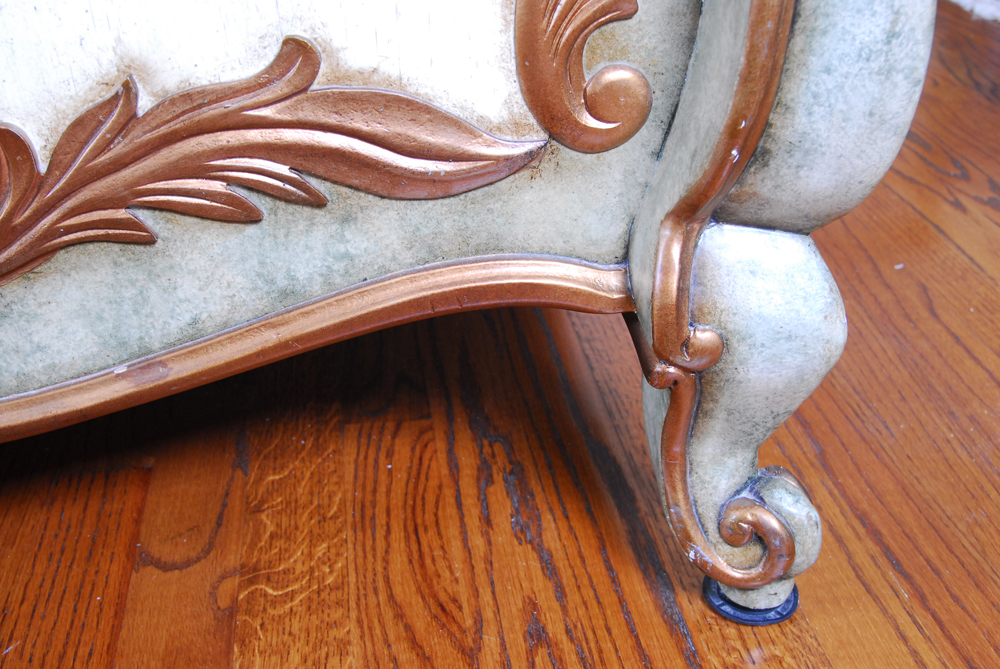 Floral Painted Louis XV Style Bed