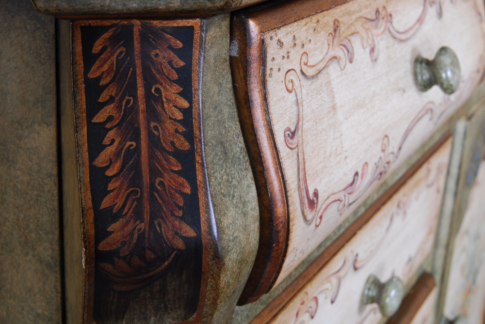 Floral Painted Louis XV Style Chest of Drawers