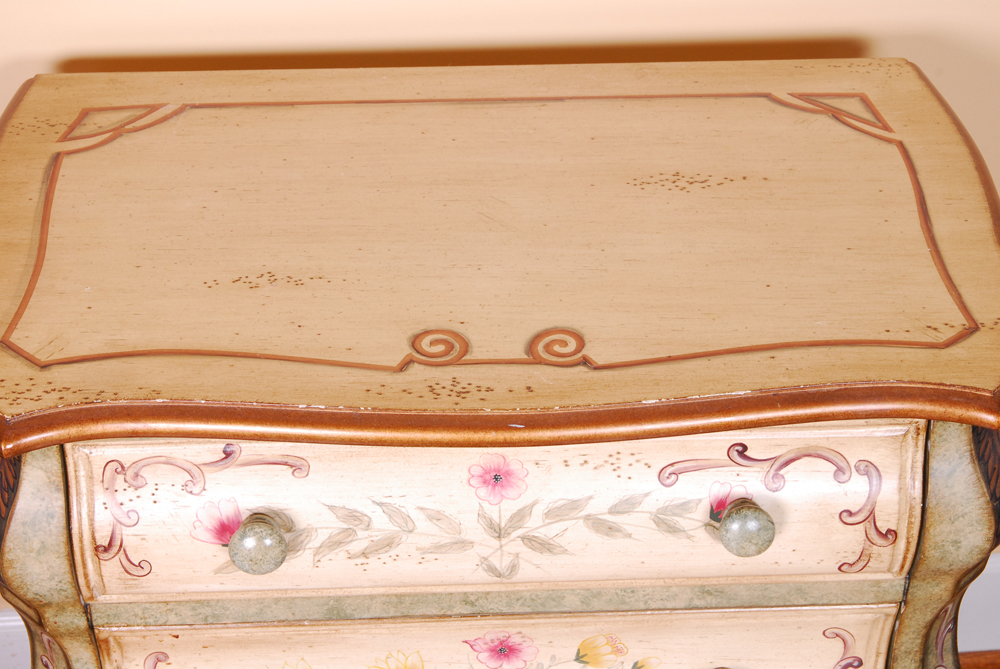 Floral Painted Louis XV Style Nightstand
