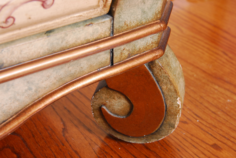 Floral Painted Louis XV Style Nightstand