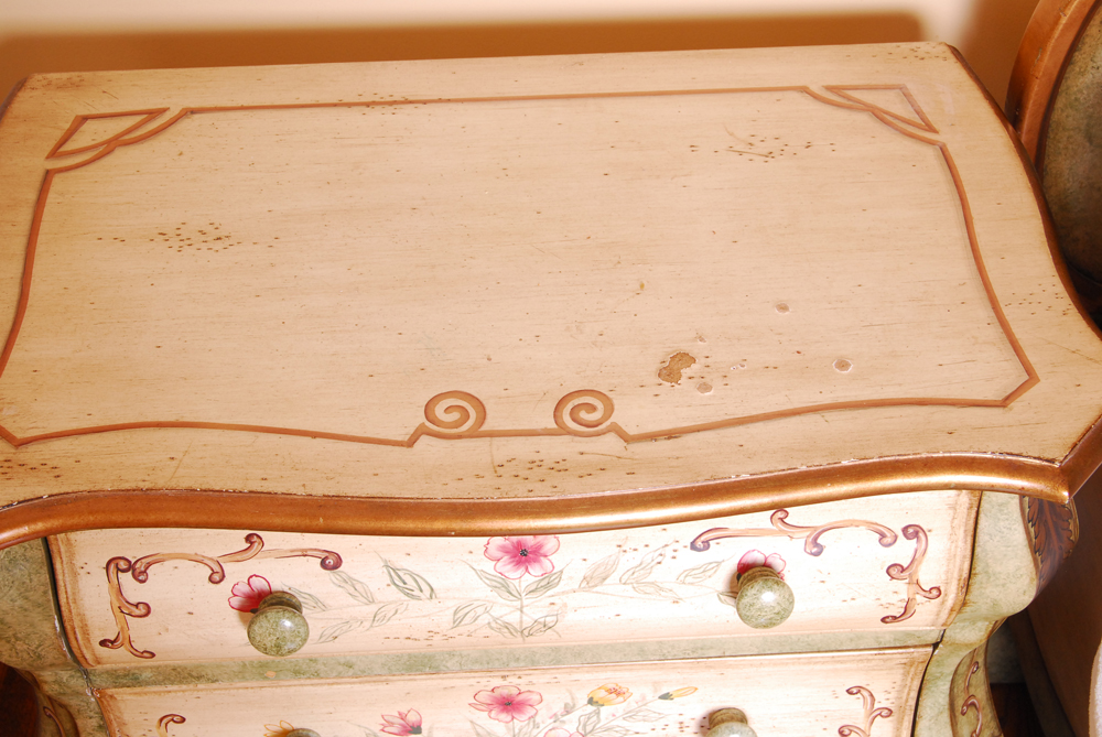 Floral Painted Louis XV Style Nightstand