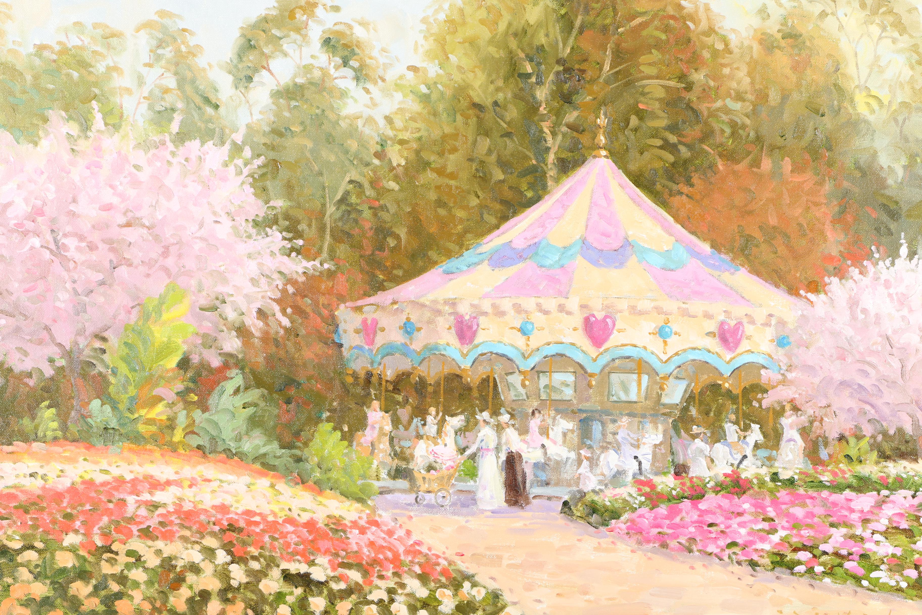 Lindsey Dawson Oil Painting on Canvas "Valentine's Carousel"